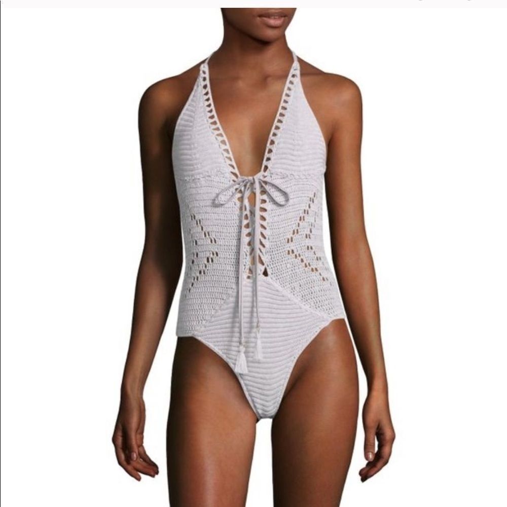 Suboo Dove Crochet One Piece Crocheted Bathing Suit‎ NWT